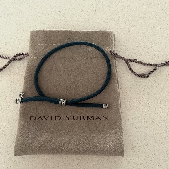 David Yurman Jewelry - David Yurman Adjustable  Navy Blue Leather Bracelet